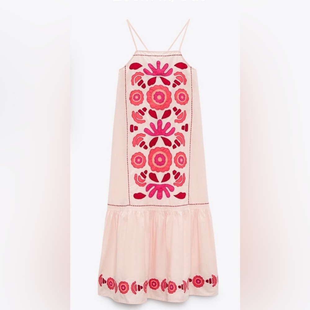 NWTZARA SIZE MEDIUM EMBROIDERED MIDI DRESS LIMITED EDITION❣️ - Picture 2 of 5